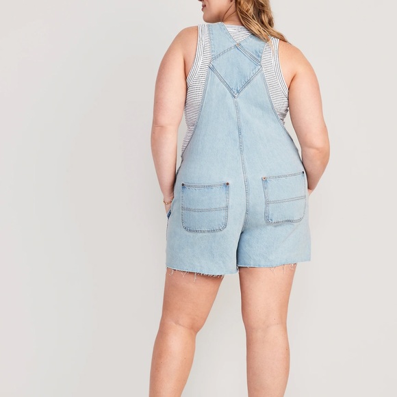 NWT OLD NAVY Slouchy Straight Non-Stretch Jean Cut-Off Short Overalls3.5-inch - Picture 7 of 9